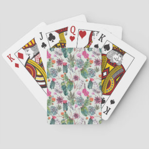 Jeu De Cartes Aquarelle de bois exotique Cactus et Motif succule