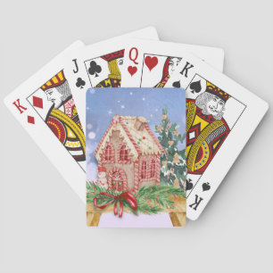 Jeu De Cartes Aquarelle de la maison de pain d'épice de Noël