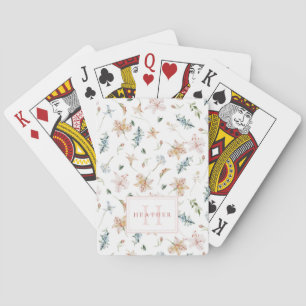 Jeu De Cartes Aquarelle de printemps de la fille Nom du monogram