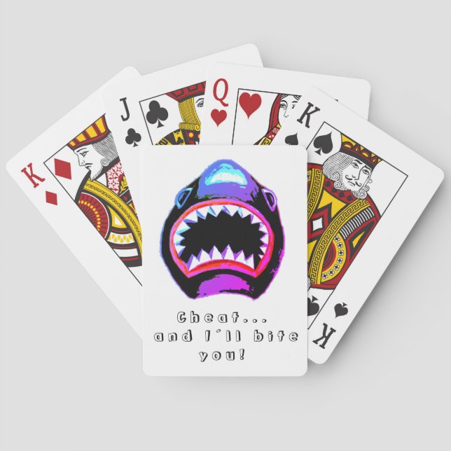 Jeu De Cartes Aquarelle de requin rose violet illustration (dos)