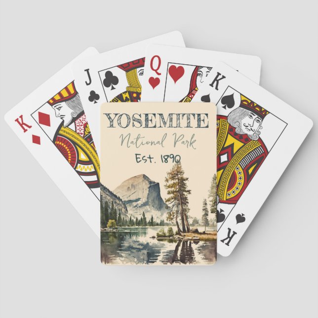 Jeu De Cartes Aquarelle du parc national Yosemite Demi-Dôme (dos)