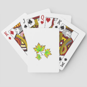 Jeu De Cartes Aquarelle feuille vert jaune rouge Feuille d'érabl