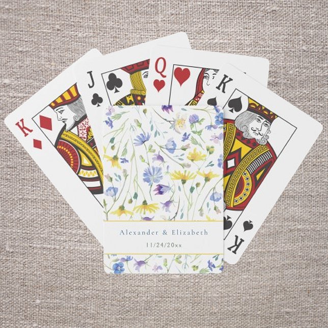 Jeu De Cartes Aquarelle Fleur sauvage mariage préféré (Watercolor Wildflowers Wedding Favor Playing Cards)
