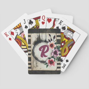 Jeu De Cartes Aquarelle Fleurs désistées Chic Messy Monogramme