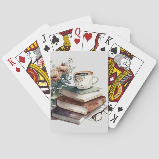 Jeu De Cartes Aquarelle florale Boho Café (dos)