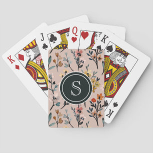 Jeu De Cartes Aquarelle florale Boho Rose Dusty personnalisée