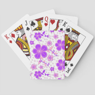 Jeu De Cartes Aquarelle florale simple impression violet et rose