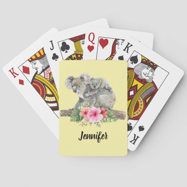 Jeu De Cartes Aquarelle Koala Oears mignonne maman & bébé (dos)