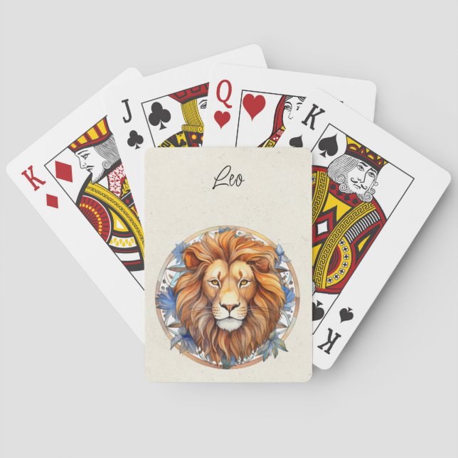 Jeu De Cartes Aquarelle Leo Lion Zodiac (dos)