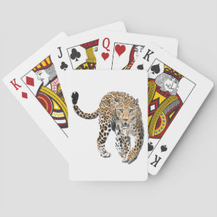 Jeu De Cartes aquarelle léopard jungle chat animal peint vert
