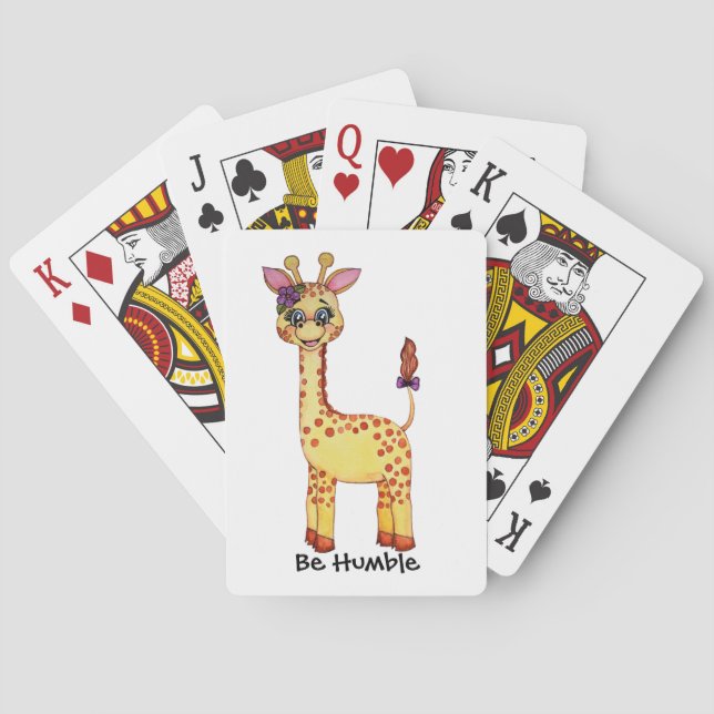 Jeu De Cartes Aquarelle mignonne bébé Giraffe (dos)