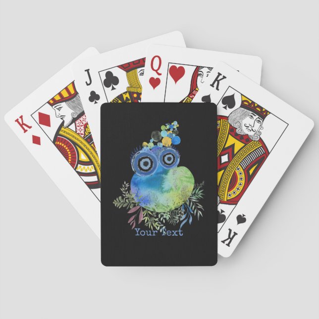 Jeu De Cartes Aquarelle mignonne Design d'oiseau Nom personnalis (dos)
