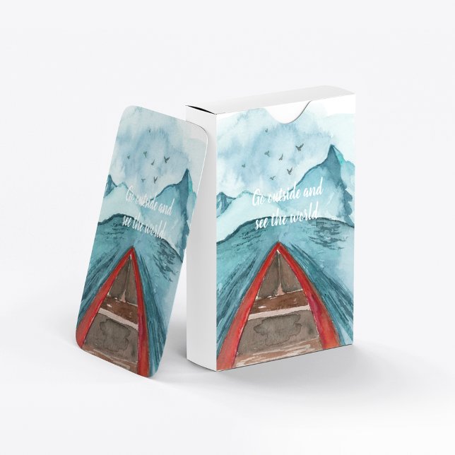 Jeu De Cartes Aquarelle Moderne Nature Voir La Devis Mondiale (Créateur téléchargé)
