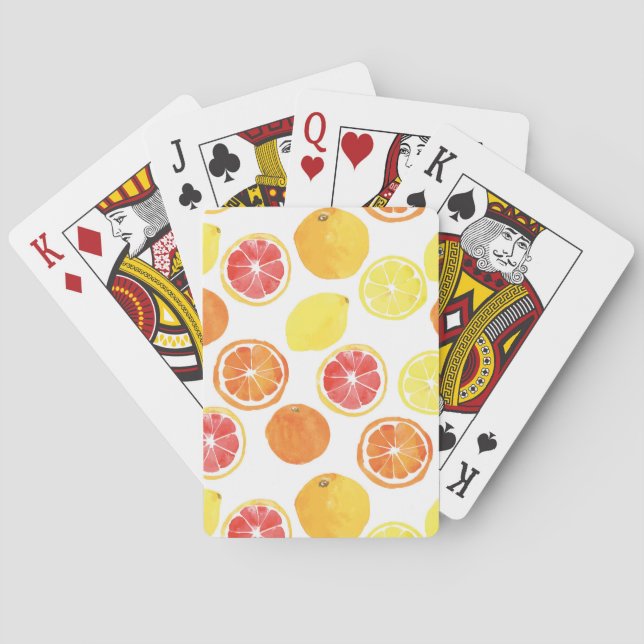Jeu De Cartes Aquarelle Motif de fruits d'agrumes (dos)