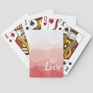 Jeu De Cartes Aquarelle Ombre rouge et rose Gradient Love