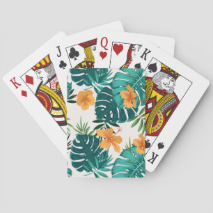 Jeu De Cartes Aquarelle Palme tropicale, Hibiskus hawaïen