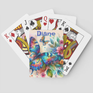 Jeu De Cartes Aquarelle Papillon Floral Garden Personnalisé