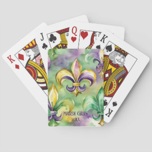 Jeu De Cartes Aquarelle personnalisée Mardi Gras Daté