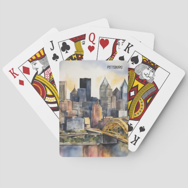 Jeu De Cartes Aquarelle Pittsburgh Cityscape (dos)