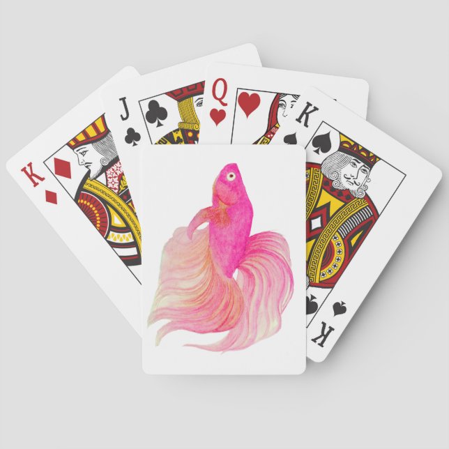 Jeu De Cartes Aquarelle rose Betta Fish (dos)