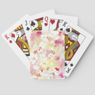 Jeu De Cartes Aquarelle rose fleurie douce de cerisier