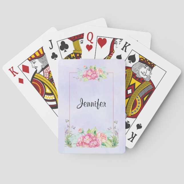 Jeu De Cartes Aquarelle rose moderne Cadre Floral (dos)
