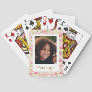 Jeu De Cartes Aquarelle rose pâle Motif Floral Photo