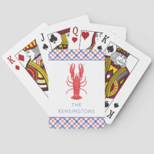 Jeu De Cartes Aquarelle Rouge & Bleu Plaid Homard Personnalisé