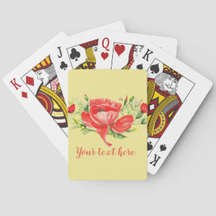 Jeu De Cartes Aquarelle Rouge Poppies Personnalisé