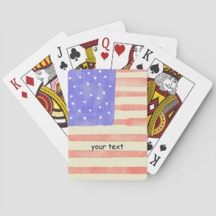 Jeu De Cartes Aquarelle rustique USA drapeau américain Texte per