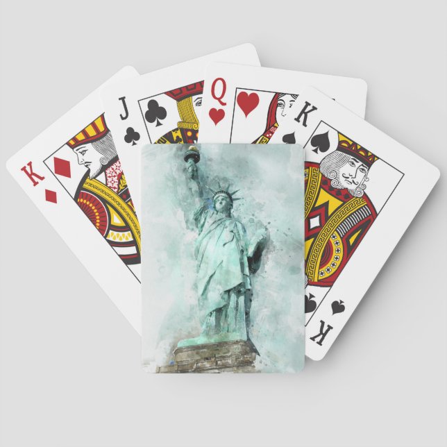 Jeu De Cartes Aquarelle Statue de la Liberté (dos)