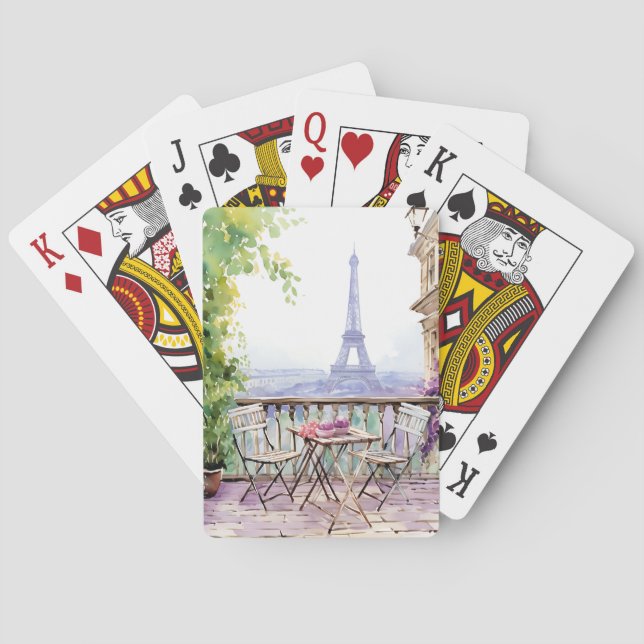 Jeu De Cartes Aquarelle Tour Eiffel Paris Café français (dos)