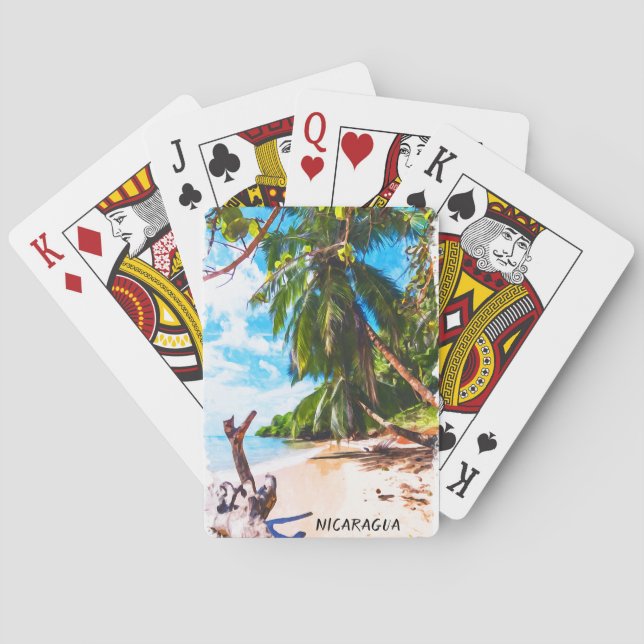 Jeu De Cartes Aquarelle Tropical Nicaragua Beach Travel (dos)