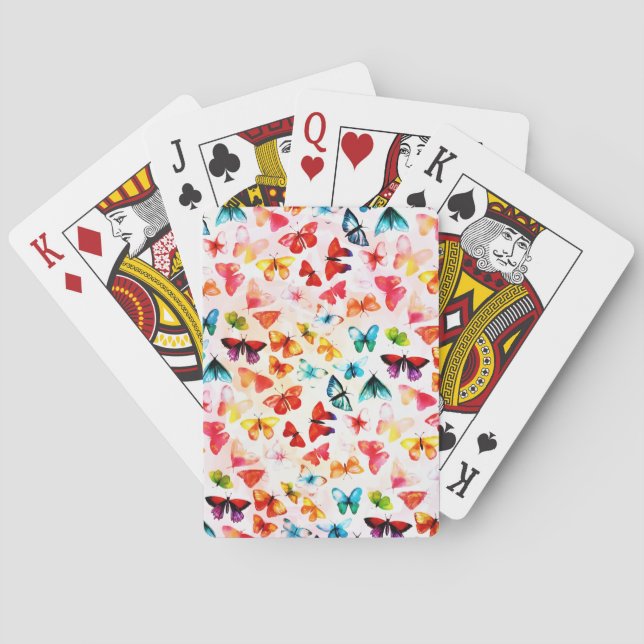 Jeu De Cartes Aquarelle Whimsical Rainbow Forest Butterfly (dos)