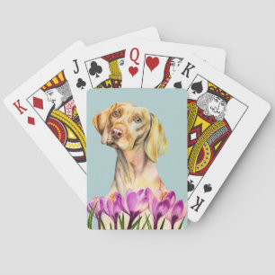 Jeu De Cartes Aquarelles angélique de chien et de crocus  