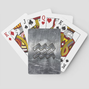 Jeu De Cartes Aquarius Symbole Grunge Distressed Silver Steel