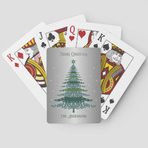 Jeu De Cartes Arbre de Noël vert Nom Huile d'argent personnalisé