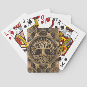 Jeu De Cartes Arbre de vie - Yggdrasil - écorce en bois et or