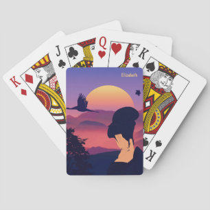 Jeu De Cartes Arbre japonais de geisha de thème et cartes de