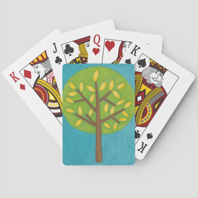 Jeu De Cartes Arbre vert avec le feuille jaune de Chariklia (dos)