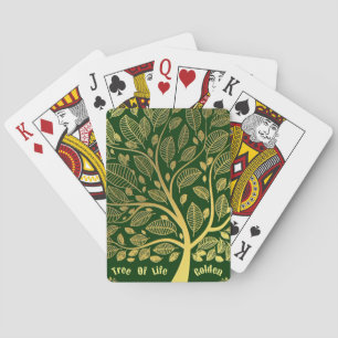 Jeu De Cartes Arbre Vert Golden De Vie Végétation Foliage Printe