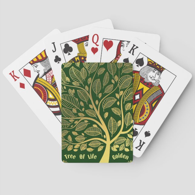 Jeu De Cartes Arbre Vert Golden De Vie Végétation Foliage Printe (dos)