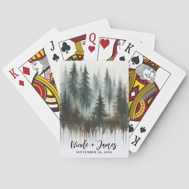 Jeu De Cartes Arbres à l'aquarelle Rustique Wilderness  (dos)
