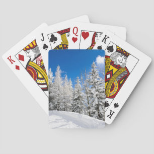 Jeu De Cartes Arbres de neige sous une plate-forme claire de