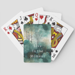 Jeu De Cartes Arbres verts en or avec oiseaux Noël