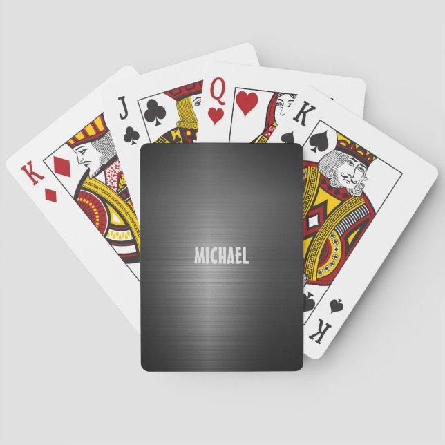 Jeu De Cartes Argent métallique en aluminium brossé personnalisé (dos)
