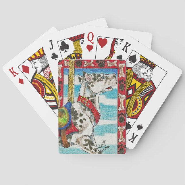 Jeu De Cartes Arlequin grand chien Danois Carousel Art (dos)