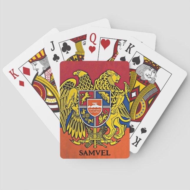 Jeu De Cartes Armoiries du drapeau arménien Emblème Hayastan Nom (dos)