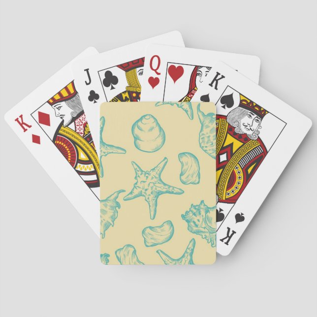Jeu De Cartes Arrière - plan avec coquilles. Main dessinée (dos)