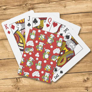 Jeu De Cartes Arrière - plan de pingouins de Noël
